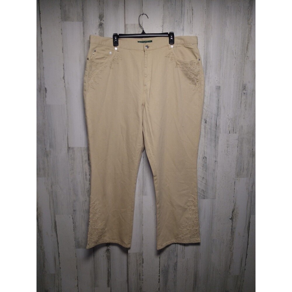 Lauren Jeans Co Womenβs Size 20W Beige Jeans With Pocket & Cuff Accents